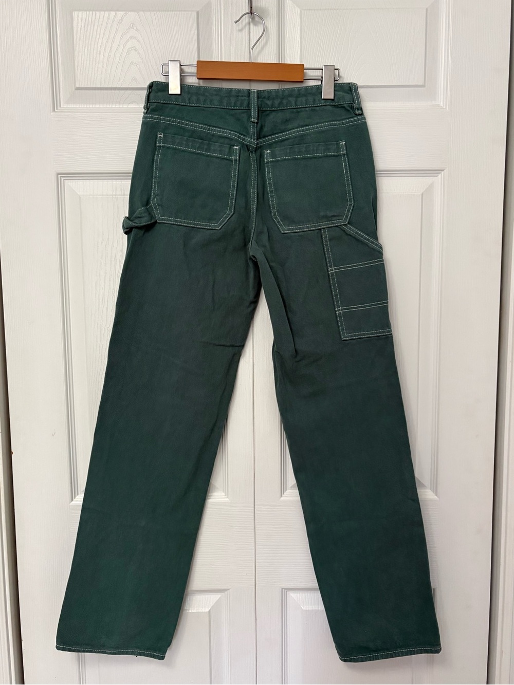 PacSun Low Rise Carpenter Pants Size 26 Green Contrast Stitch - Picture 2 of 8